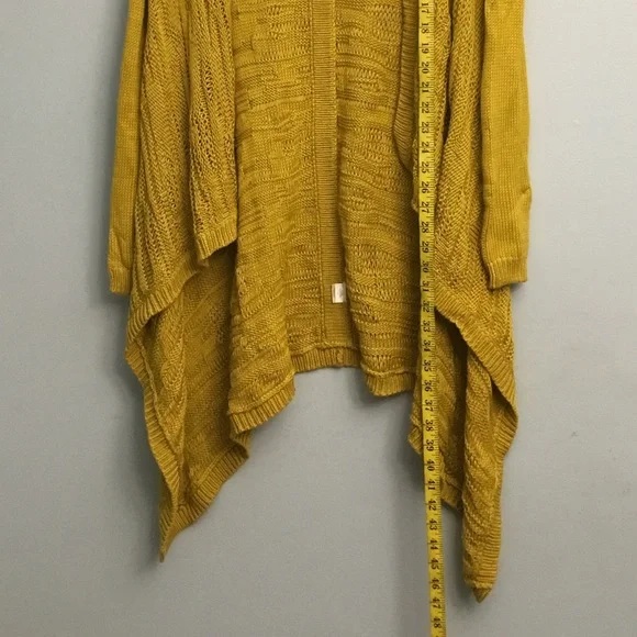 Natori Yellow Cardigan Sweater with Asymmetrical Hem - Picture 7 of 10